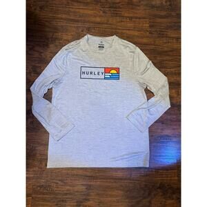Hurley Performance T-Shirt Mens Gray Long Sleeve Tagless Graphic Tee Sz:L